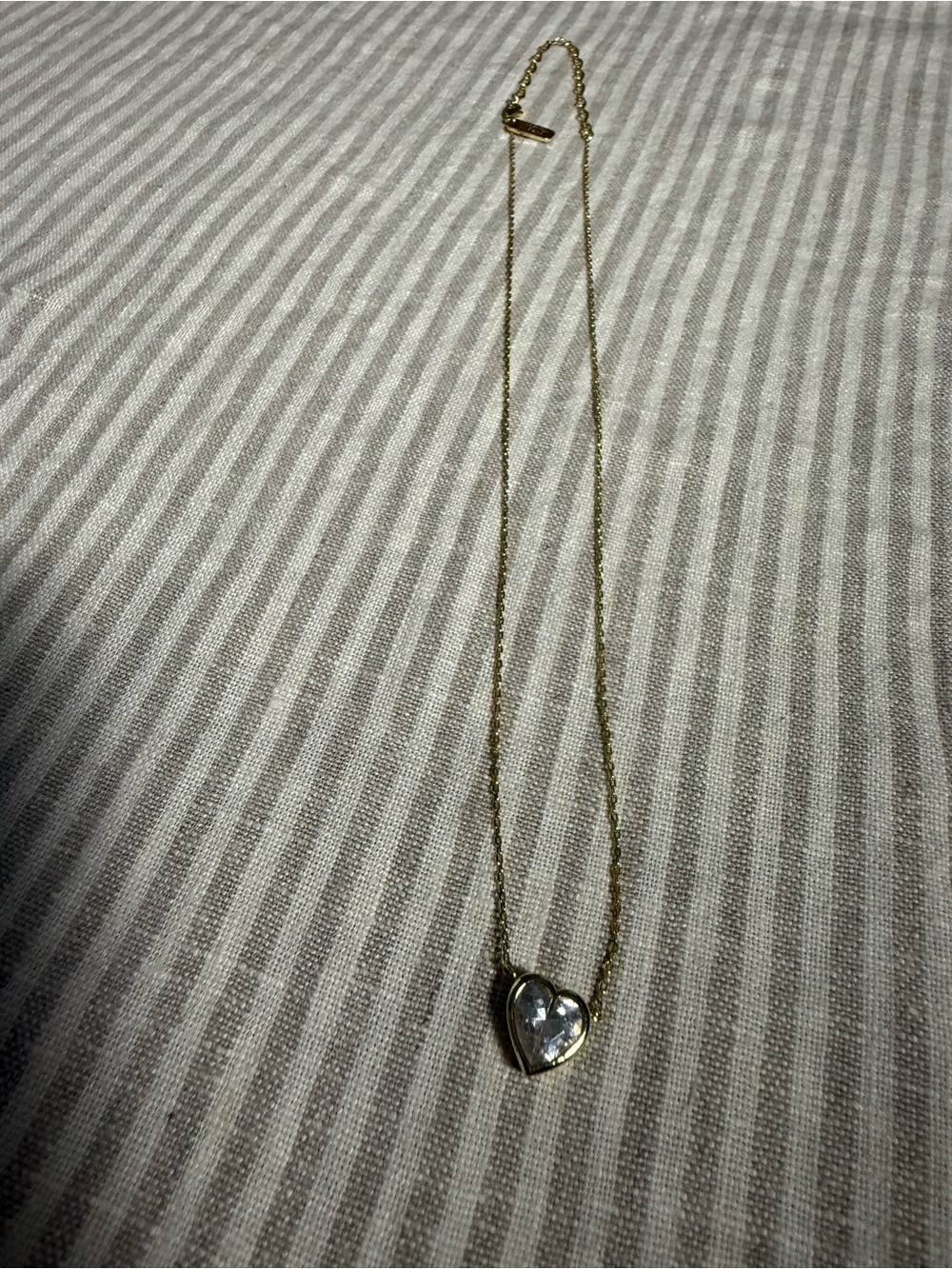 Melinda Maria Gold Heart Necklace with Clear Crystal 15 inch + 3 inch extender - Picture 5 of 10